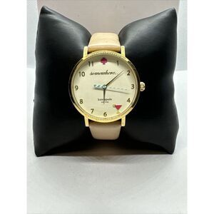 Kate Spade 0484 Women Beige Leather Strap Analog Dial Quartz Wrist Watch JNA137